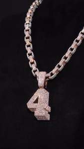 Custom <b>Iced</b> <b>Out</b> Lab Grown Diamond Number 4 Pendant 925 silver 18K Solid Gold 2.25 Inch <b>Chain</b> Hip Hop Men's Jewelry Everyday wear - Product Image 5