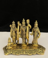 Statue Artisanale en Alliage d'Aluminium Plaqué Or de la Famille Rama, Lakshman, Sita, Mata, Hanuman – Design Créatif Écologique pour Cadeau