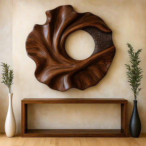 Escultura de Pared de Madera Hecha a Mano, Diseño Art Deco, Características Ecológicas para Sala de Estar, Arte Escultural de Madera Orgánica para Pared - Product Image 3