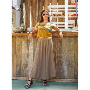 Ensemble pantalon large et crop top bohème pour femme, tenue décontractée en coton deux pièces pour l'été - Product Image 3