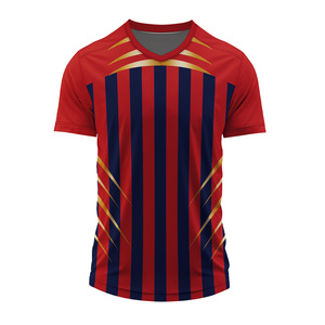 Camiseta de Fútbol Personalizada para Hombre con Rayas, Cuello en V, de Poliéster, Alta Demanda, Disponible para Venta - Product Image 3