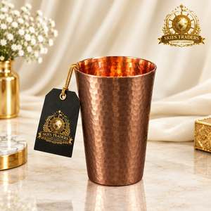 Gobelet texturé en cuivre pur martelé à fossettes, fait main, verre à eau ayurvédique, fabricant et fournisseur en gros - Product Image 6