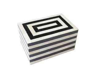 Caja de joyería hecha a mano con incrustaciones de madera y hueso – Organizador de collares, pulseras, anillos y pendientes de la India - Product Image 6