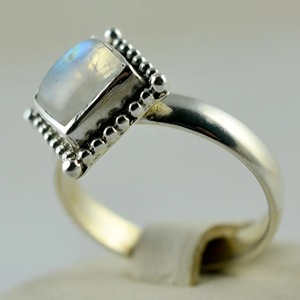 Rainbow Moonstone <b>Ring</b> 925 Sterling <b>Silver</b> Handmade <b>Statement</b> Promise <b>Ring</b> for Women Boho Cushion Shape June Birthstone Jewelry - Product Image 6