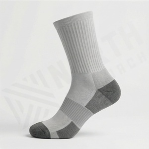 Crew <b>Socks</b> Solid Gray Breathable Polyester Cotton Spandex <b>Running</b> Athletic <b>Socks</b> for Adults Spring Season - Product Image 4