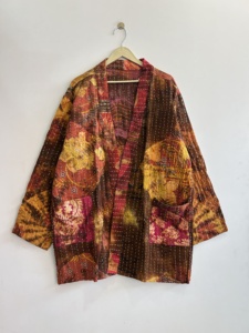 Quilted Kantha Jacket Handmade Vintage Kimono Jacket Boho Tie Dye Jacket - Product Image 2