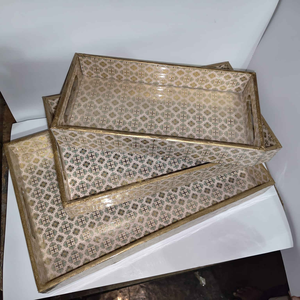 Ensemble de 3 plateaux en MDF de qualité supérieure, aspect attrayant, très demandés, design élégant, forme rectangulaire, à prix avantageux. - Product Image 4