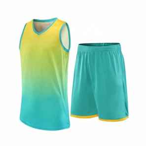 Ensemble d'uniformes de basketball avec maillot et short multicolores, conçu pour l'entraînement et les compétitions - Product Image 6