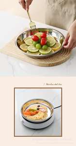 Assiettes rondes en acier inoxydable 201 poli, vaisselle élégante pour la cuisine, plats de cuisson - Product Image 6