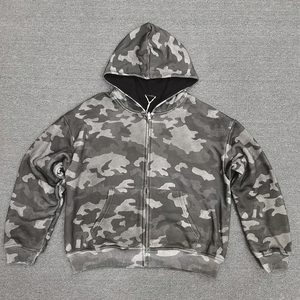 Sudadera con capucha para hombre, de doble capa, reversible, bordada, ecológica, exterior de forro polar, interior de punto gofrado, gruesa, con cremallera, para invierno, personalizada - Product Image 1