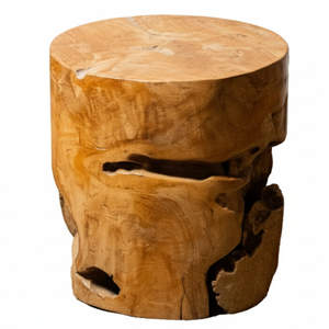 Tabouret cylindrique en racine de teck artisanal ARTERRA Premium - Design rustique/artisanal pour la maison, l'hôtel, l'appartement et les espaces de vie au bureau - Product Image 1