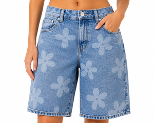 Shorts Jorts Personnalisés pour Femmes Grande Taille Tissu Personnalisé Taille Mi-Haute Coupe Ample Jean Boyfriend Sportif Été Streetwear Respirant - Product Image 6