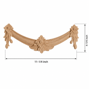 Applique décorative sculptée en bois massif à motif floral pour armoires de cuisine - Product Image 2