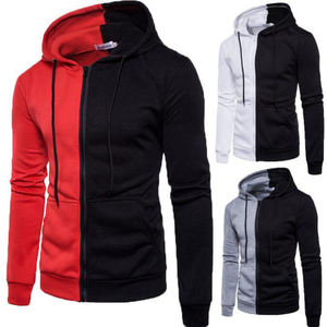 Sweat à capuche haut de gamme demi-zippé, coupé-cousu, contrast bicolore, style urbain - Product Image 6