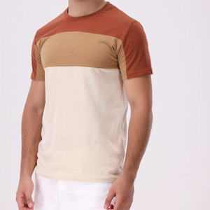 เสื้อยืดแขนสั้นผู้ชาย ผ้าเจอร์ซีย์คอตตอนผสมสแปนเด็กซ์ ระบายอากาศได้ดี คอกลม ทรงลำลอง ผ้าถัก ทรงปกติ สีเบจ น้ำตาล ส้ม - Product Image 2