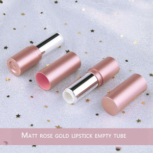 High Quality Injection Moulded Women Lipbalm Packaging Hot Stamped Empty <b>Plastic</b> Cylindrical Black Rose Gold Lipstick <b>Tube</b> - Product Image 4