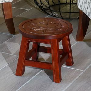 Maple Leaf Cherry Carved Wooden <b>Step</b> <b>Stool</b> Kids' Furniture - Product Image 3