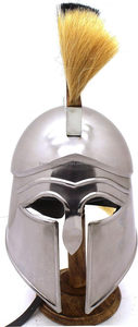 Casco corintio de Guerrero Medieval con penacho de pelo y soporte de madera de acero de calibre 18 usable para disfraz de Halloween para adultos - Product Image 5