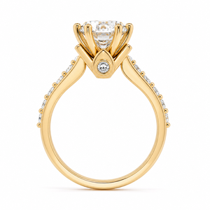 Anillo de Compromiso y Boda con Diamante Cultivado en Laboratorio, Corte Solitario, Oro Amarillo de 14 Quilates, Chapado en Rodio, Banda con Pavé, Certificado IGI, Lujoso - Product Image 2