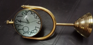 Vintage Brass Desk Clock <b>Round</b> Needle Display Tabletop Clock Gold Tone Decorative Timepiece for Home Office - Product Image 3