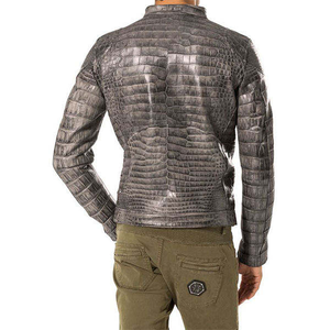 Low MOQ Custom Handmade Genuine for <b>Leather</b> Men's Casual Thin Stylish Mock Neck <b>Long</b> Sleeve Waterproof Windproof <b>Jacket</b> - Product Image 2