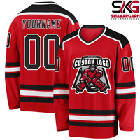 Maillot de hockey sur glace réversible personnalisé unisexe, séchage rapide, nom et numéro de l'équipe brodés, logo avant, uniforme sportif