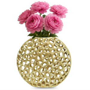 Antique Oval Shape Metal Flower Vases Unique Aluminium metal Craftsmanship for Traditional Vintage or <b>Retro</b> Wedding <b>Decor</b> Styles - Product Image 1