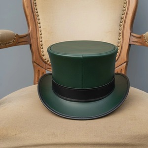 Sombrero de Copa Verde de Cuero con Cinturón Negro y Hebilla de Latón, Estilo Steampunk Vintage, para Disfraces de Fiesta para Adultos - Product Image 3