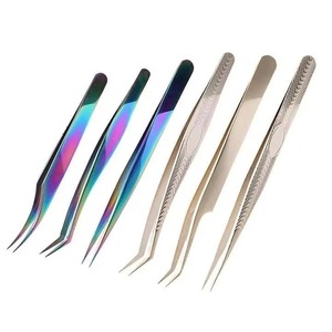 Pince à cils en L à 90 degrés en acier inoxydable pour extensions de cils volume, outil de précision pour la création de bouquets, outils de maquillage et de beauté - Product Image 6