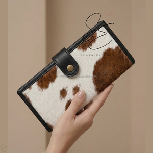 2026 Elegant Hair-On Leather Long <b>Wallet</b> for Women Vintage Cowgirl Genuine Leather Checkbook <b>Wallet</b> with Snap Button Closure - Product Image 4