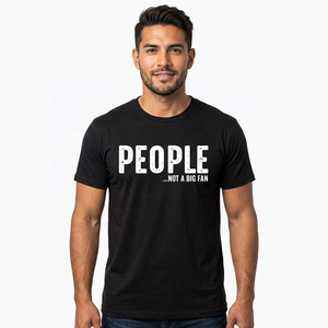 T-shirt en coton noir à manches courtes pour homme, coupe classique, col rond, style jersey imprimé, pour les personnes qui ne sont pas vraiment fans - Product Image 6
