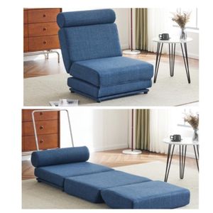Divano letto portatile pieghevole in lino e facile da riporre, poltrona singola in lino traspirante per il tempo libero, realizzata con cuscino indossabile - Product Image 4