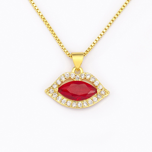Collana da Donna QIKU Trendy a Forma di Labbra con Ciondolo in Strass, <span class=keywords><strong>4</strong></span> Colori, in Rame Placcato Oro 18K con Zirconia Cubica, Accessori Gioiello - Product Image 3