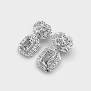 Heart, Round, Emerald Cut Moissanite Diamond <b>Earrings</b> Wedding Wear for Women's Certified Sustainable Fine Available For Sale - Product Image 4