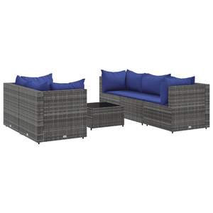 Ensemble de salon de jardin en rotin bleu foncé et gris, 5 pièces, pour extérieur - Product Image 2