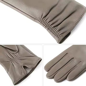 ถุงมือหนัง ยาวถึงข้อมือ ไม่บุซับใน สำหรับฤดูหนาว ใช้ในชีวิตประจำวัน สีเทา - Product Image 5