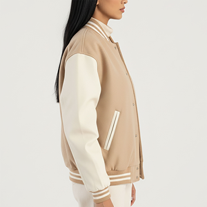 Veste universitaire pour femmes, tissu en laine recyclée durable, respectueux de l'environnement, Europe, veste universitaire pour femmes, cuir PU de haute qualité - Product Image 3