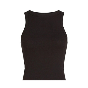 Customized Women's Ripped Tank Top <b>Black</b> Color Breathable Seamless Stretch Rib Knit Sleeveless Casual Wear Tank Tops - Product Image 1