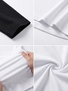 Men's White Black Raglan & Long Sleeve T-Shirt Regular Fit Round Neck Casual Jersey Cotton Solid Color Contrast Trim 180g Blank - Product Image 6