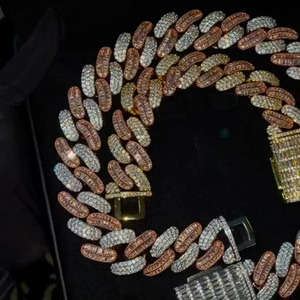 Customized 20mm <b>Cuban</b> <b>Link</b> Moissanite <b>Chain</b> 925 Sterling <b>Silver</b> Rose Gold Finish High Quality Iced Jewelz D VVS Necklace - Product Image 2