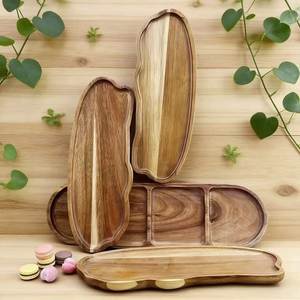 Plateau de service en bois naturel, plateau en bois rustique, plateau de cuisine, plateau de table à manger, pour collations, fruits, pain - Product Image 2