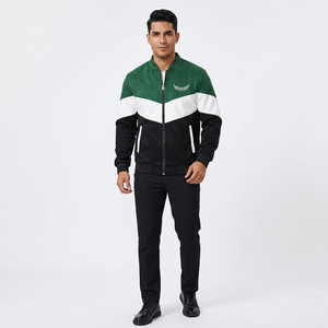 <b>Men's</b> Color Blocking <b>Jacket</b> Green <b>White</b> Black Stand Collar Zipper Sporty Style Autumn Wear - Product Image 4