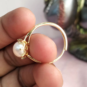 Anillo Elegante de Perlas de Agua Dulce, Anillo Ajustable de Talla Única, Proveedor de Joyería de Perlas - Product Image 3