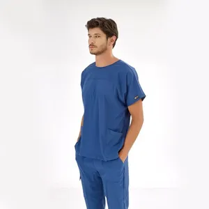 Custom Logo Physical Therapy Uniform Set Stretch V Neck Scrub <b>Top</b> Jogger Pants Clinic Workwear Bulk - Product Image 2