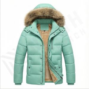 Veste parka d'hiver légère à logo pour hommes, grande taille 6xl, longue et épaisse, col montant, motif toile imperméable à capuche pour vêtements d'hiver - Product Image 2