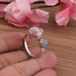Natural Pink Rhodochrosite Classic Wedding Ring 925 Sterling Silver <b>Handcrafted</b> Band Women's Fine <b>Jewelry</b> Anniversary Gift - Product Image 4