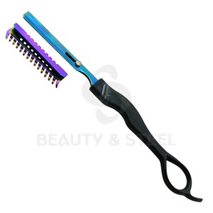 Iridescent Titanium Hair Thinning <b>Razor</b> Replaceable Blade Styling Tool with Safety Comb Guard for Master Hair Stylists - Product Image 4
