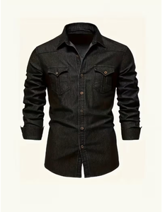 Camisa de Mezclilla Transpirable de Corte Ajustado para Hombre, Marca TRIBON SPORTS, Algodón Suave Lavado, Botones, Casual, OEM, ODM, Etiqueta Privada, Venta al Por Mayor - Product Image 3