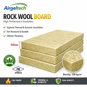 Panneau <span class=keywords><strong>de</strong></span> laine <span class=keywords><strong>de</strong></span> roche pour cabine <span class=keywords><strong>de</strong></span> moteur marine 128 kg/m, 120 mm - Classe A1, ignifuge, hydrofuge, isolation haute température pour navire - Product Image 1