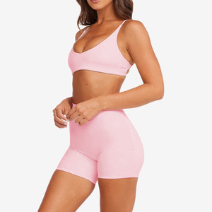 Conjunto de Yoga de 2 Piezas de Alta Calidad, Transpirable, de Secado Rápido, con Estampado Digital, Spandex/Nylon, Doble Capa, Cintura Alta Elástica, Top y Pantalones Cortos - Product Image 1